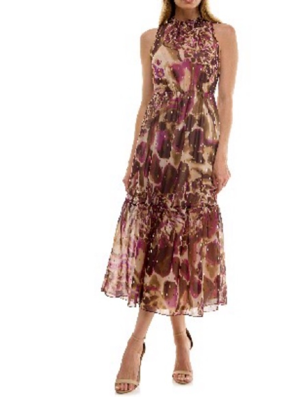 Socialite Metallic Dot Midi Dress